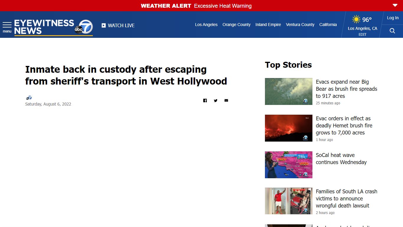 Inmate back in custody after escaping from LA County sheriff's ...